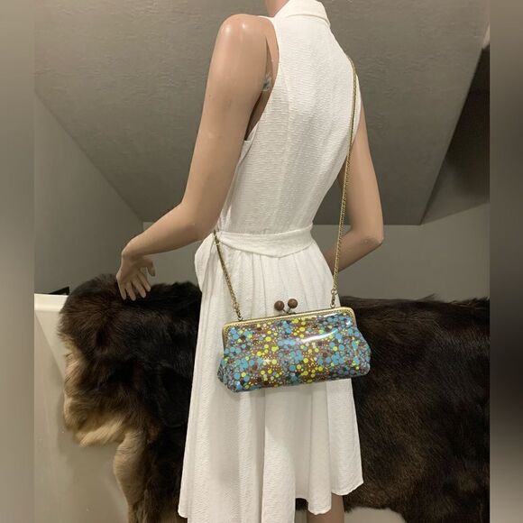 Handsewn Genuine Leather Wooden Ball Kisslock Clutch/Shoulder Bag/Crossbody - Picture 7 of 16